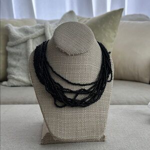 Vintage Trifari Elegant Black Beaded Necklace
